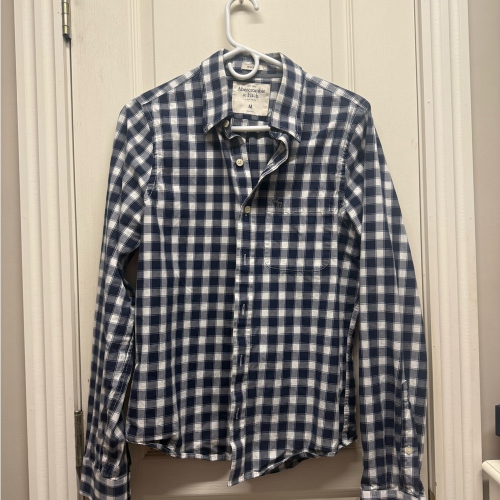 Abercrombie & Fitch Navy and White Plaid Shirt